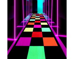 HOLAVIDA Neon looptapijt voor feestjes, uv-reactieve dansvloer met blacklight, antislip, fluorescerend tapijt - ShopVlot