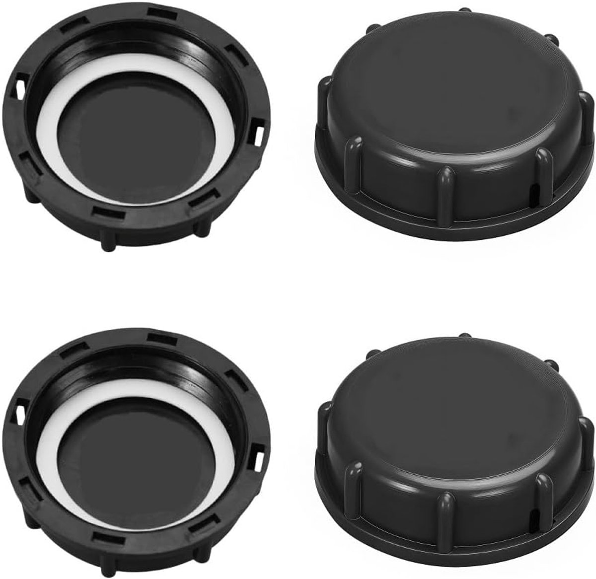 SnelShoppen - 4 Stuks IBC Tankdeksels S60iBC Ø60 mm Binnen Ø70 mm Buiten - Duurzame Accessoires voor Water Tanks, 1000L Containers, Eenvoudige Bevesti