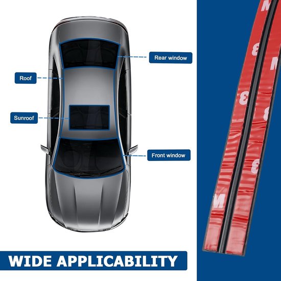Rubberen afdichting 4 m voor voorruit, T-vormige afdichtingsstrips, zelfklevend, randbescherming, waterdicht en geluidsisolatie voor auto en bovenlichten (14 mm)