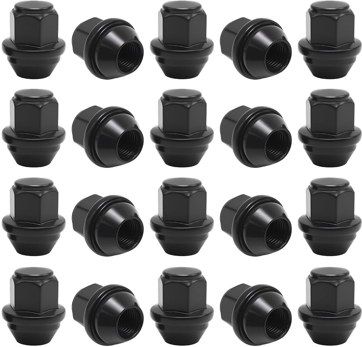 Set van 20 M12 x 1,5 x 32 Conische Wielmoeren Zwart Vervangingsonderdelen voor Auto's zoals Ford Focus, Fiesta en EcoSport