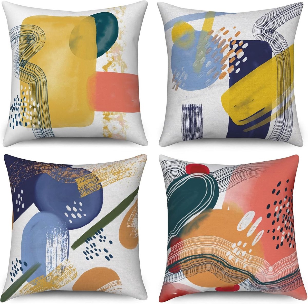 Kussensloop Set - Multicolor - 40 x 40 cm - Polyester met Digitale Print - Voor Woonkamer Decoratie