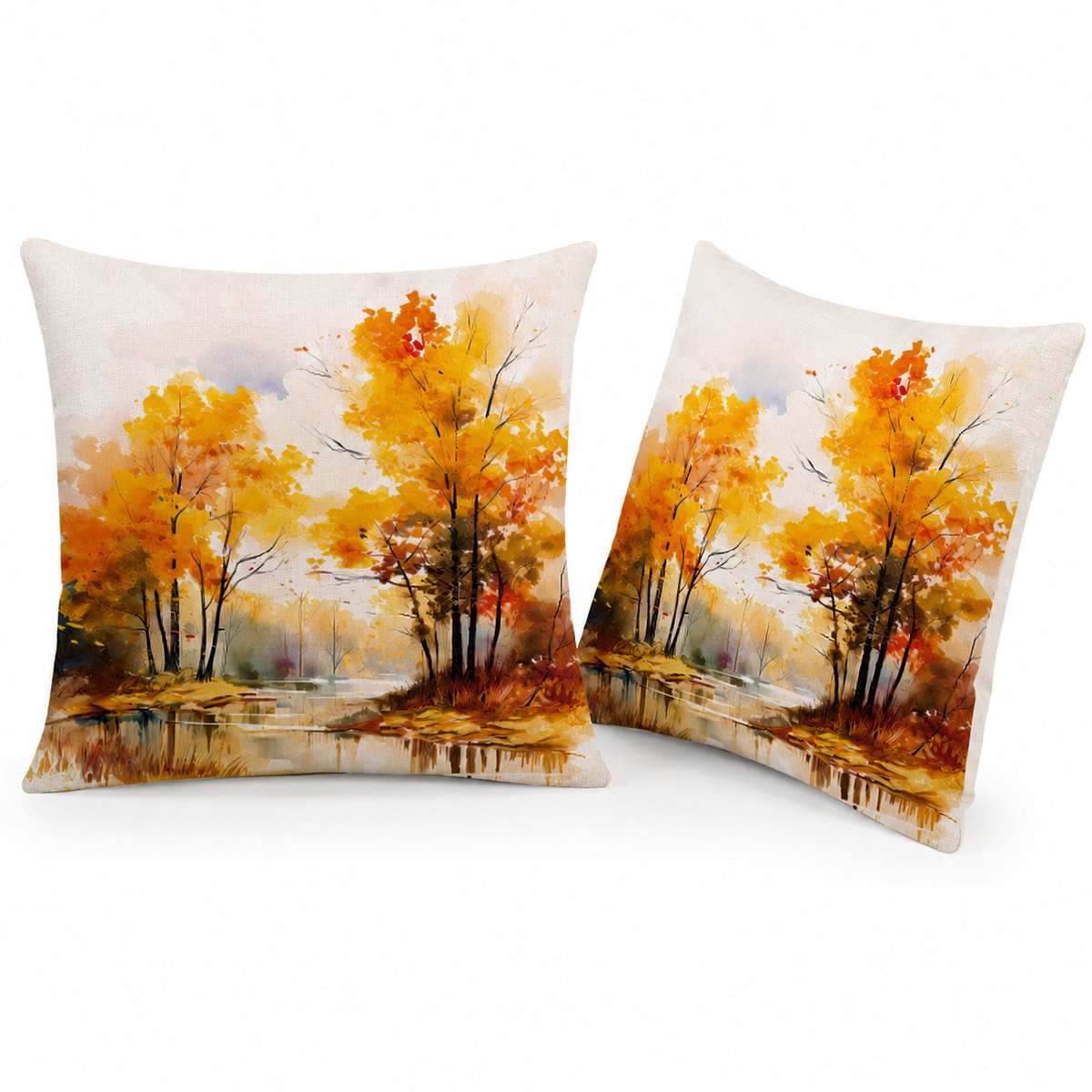 VHV - Herfstkussenslopen 45*45 cm - 2Stuck Kussensloop -Sierkussen Hoezen - Kussenslopen met rits - Voor bank, bed, sofa, stoel, Herfstdecoratie - Geen Kussenkern