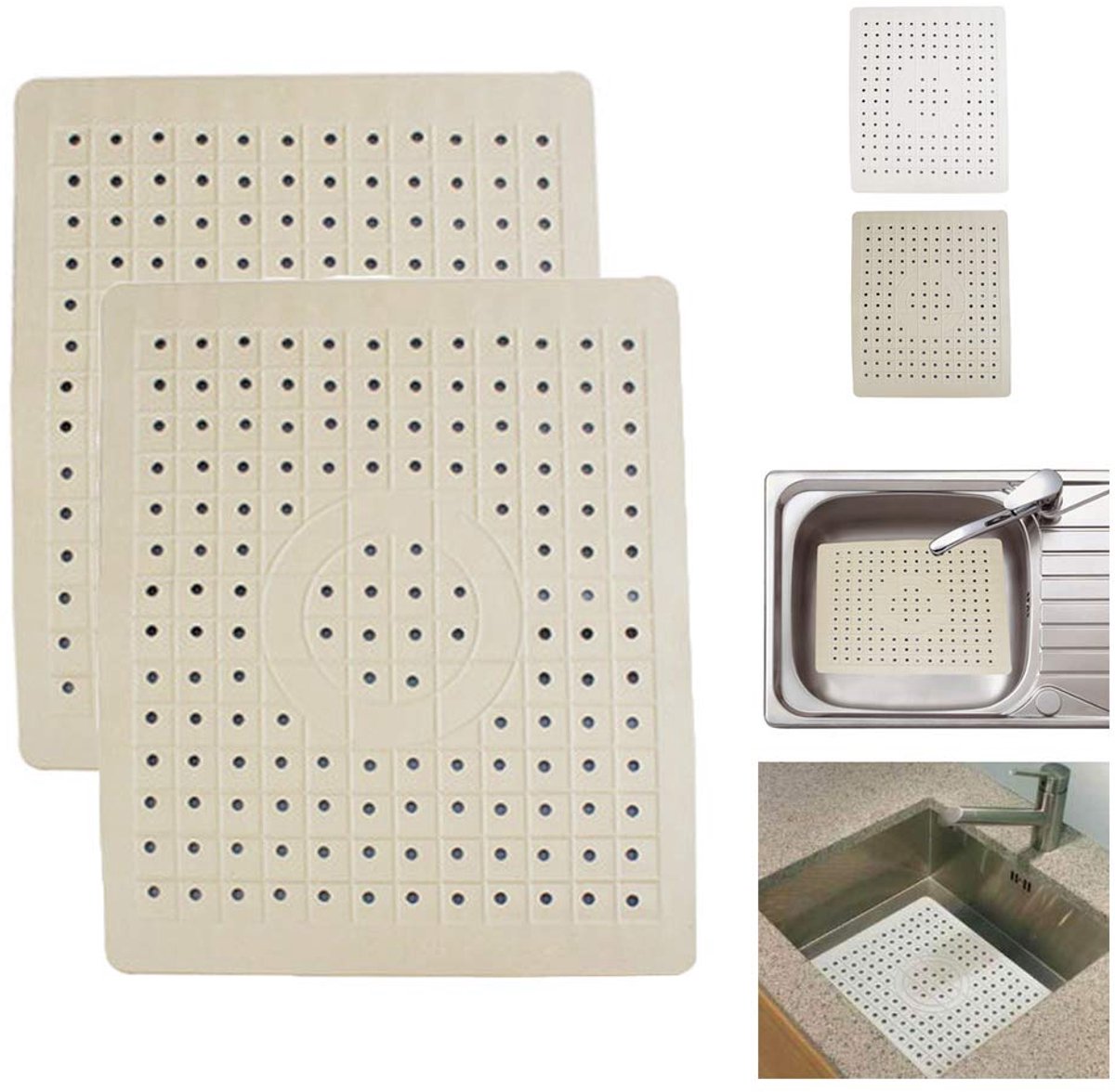 2 Pack Aanrecht Mat Afvoer Pad Protector 10 "x 12" Antislip Rubber Duurzaam - ShopVlot