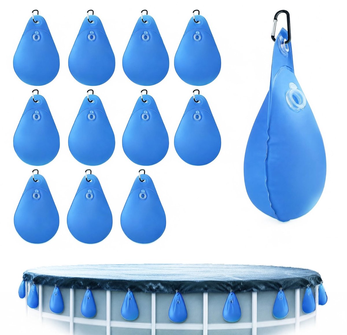 Elzusha - Waterzak Set voor Zwembadafdekking, 12 Stuks met Haken