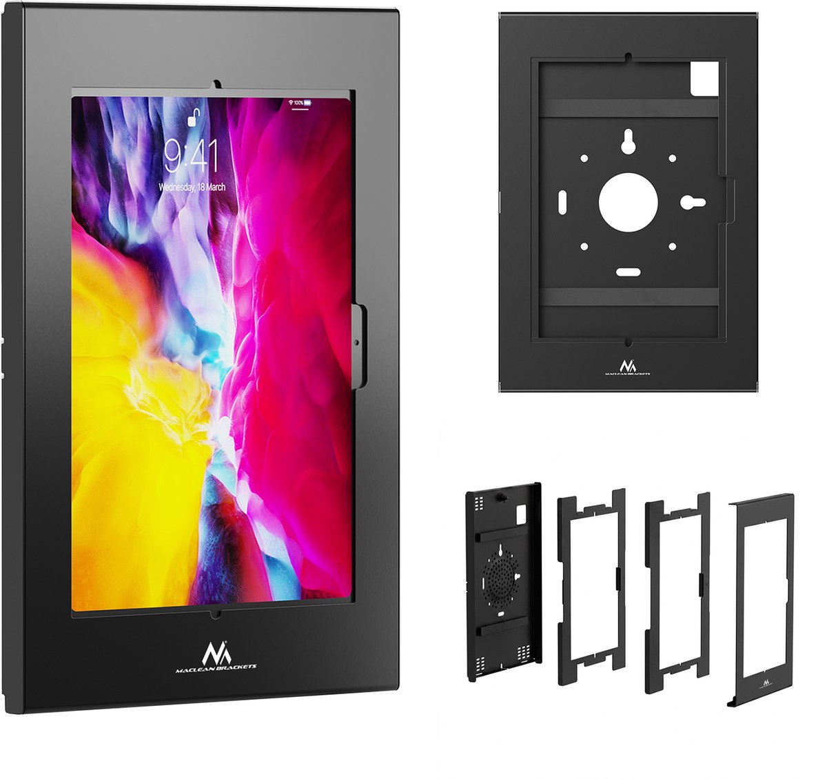 Maclean-tablethouder met vergrendeling, 10,9"-11", iPad Air/Pro, Samsung Tab A- en S-serie, 220 x 323 x 22 mm, MC-955 B