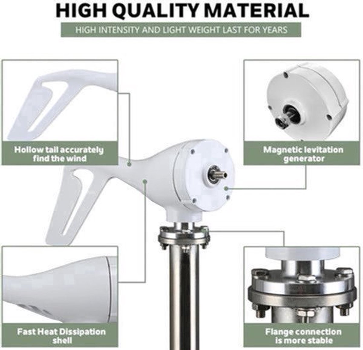 Windturbine - Windmolen - Windturbine Generator - Windenergie - Horizontale As - 3000W - 24V - Met MPPT Hybride Controller - 8 Messen - Stille en Efficiënte Energieoplossing - voor Thuisgebruik