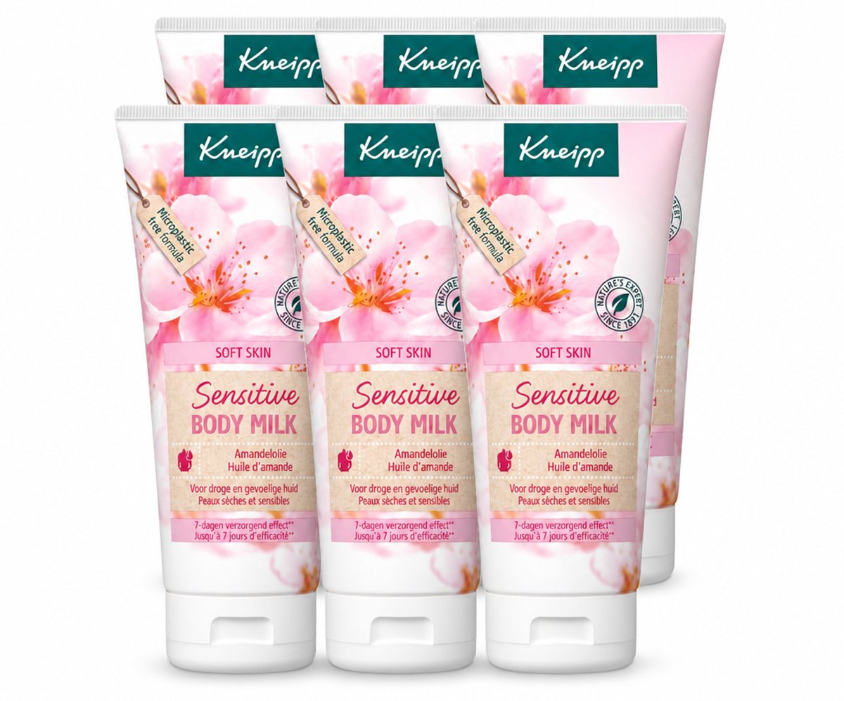 6 x Kneipp - Body lotion - Soft Skin - Amandelbloesem - 200 ml - Voordeelverpakking - 6 stuks