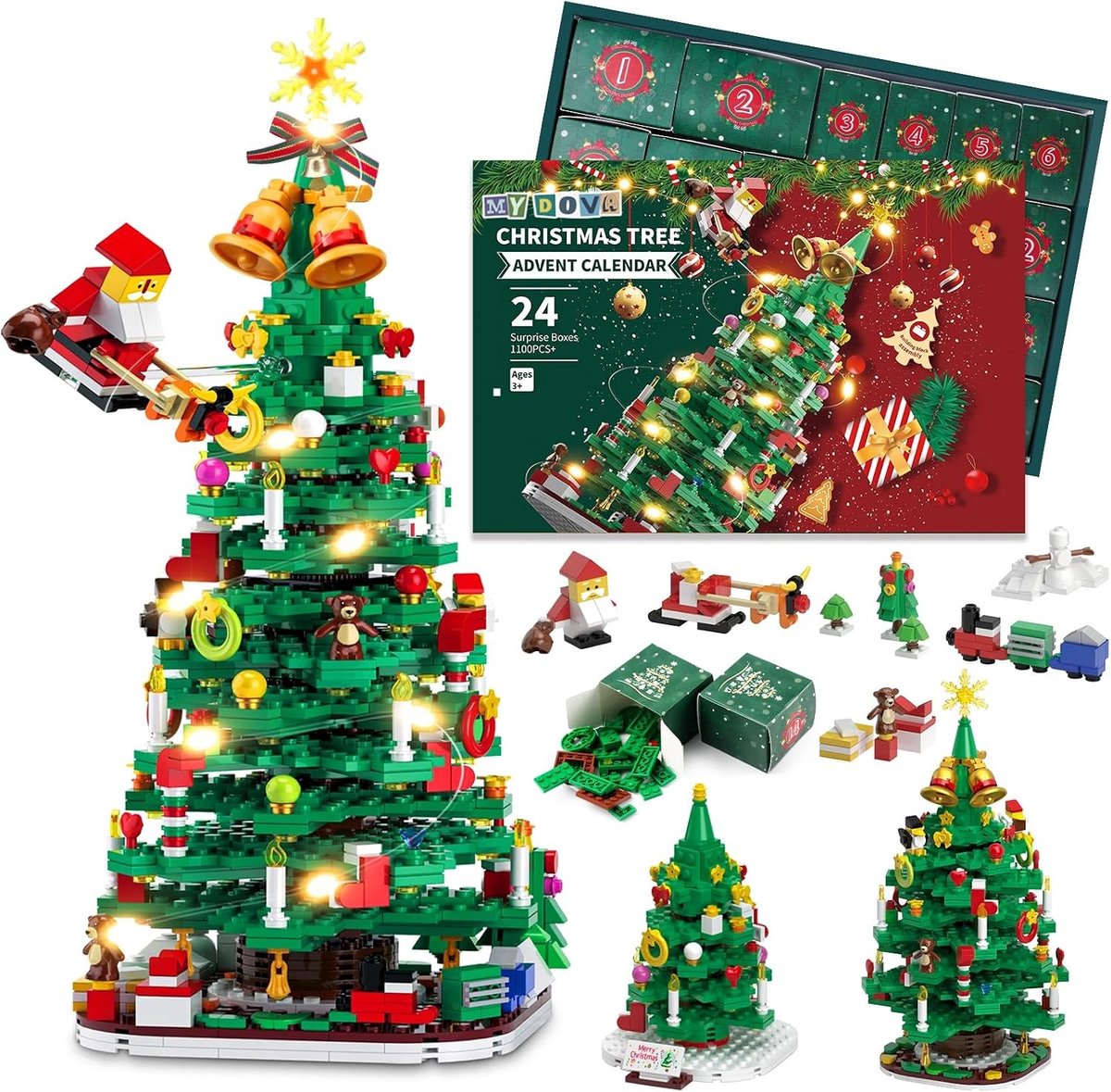 Adventskalender - Groen - 13 cm - Bouwspeelgoed van ABS voor Kinderen en Gezinnen