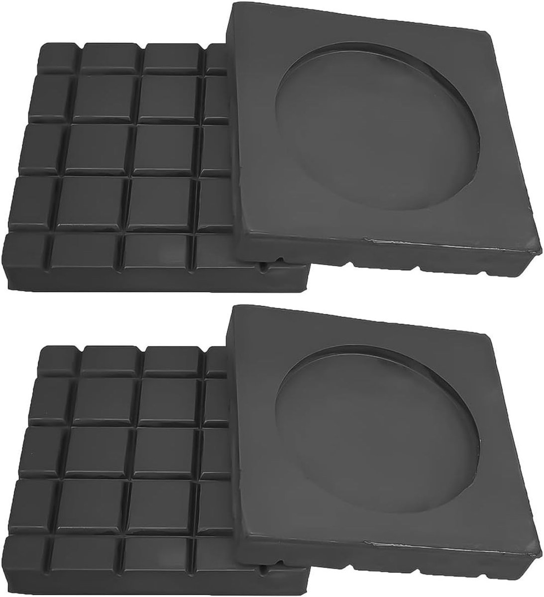 Anti vibratiematten wasmachine - Zwart - 6 x 6 cm - Rubber stabilisatiepads voor wasmachines en meubels