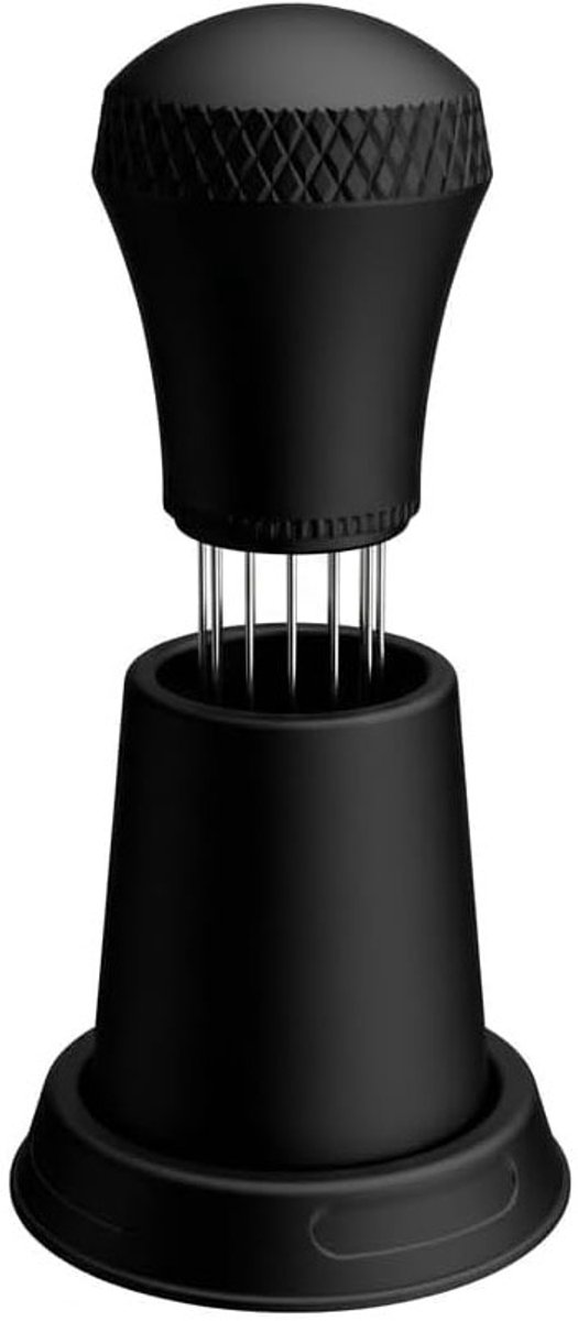 Espresso naaldverdeler, professionele barista-accessoires voor zeefdragers, koffienaald-distributeur met standaard, effectief roeren tegen klonteren, gelijkmatige extractie voor perfect genot, zwart
