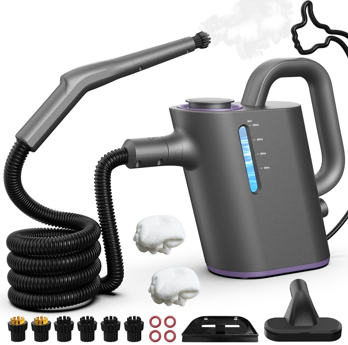 Stoomreiniger – 1500 W – 15 Sec Opwarmtijd – 550 ml Watertank – Handstomer met 16 Accessoires