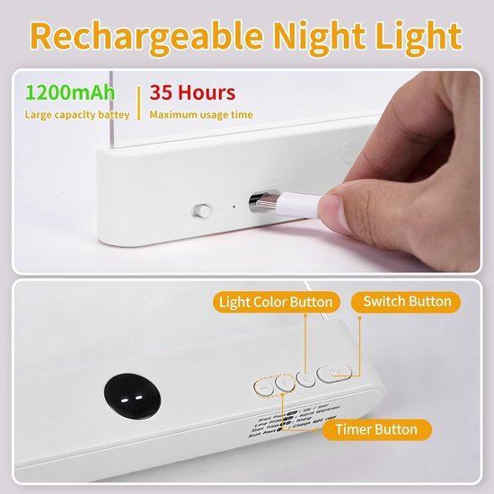 Leeslampje - Oplaadbaar LED Leeslampje met Clip - Verbeterd Plat Nachtlampje - met 3 Kleuren - Antireflecterend Intelligent Ontwerp - boekenlegger Boeklamp - leeslampje voor in bed - leeslampje voor boek oplaadbaar usb - Wit — afbeelding 4