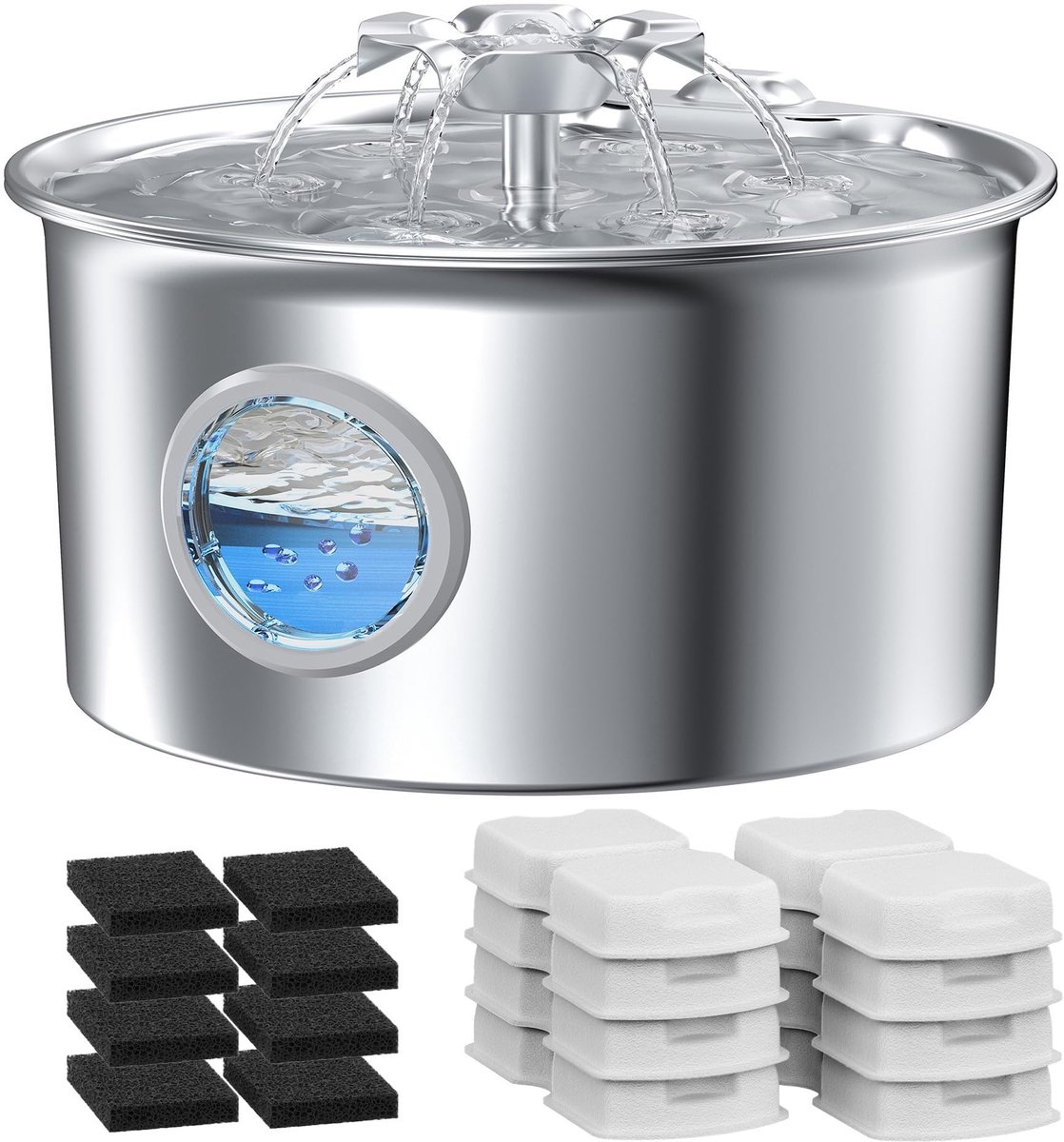 Elzusha - RVS Drinkfontein voor Katten met 2.6L Capaciteit