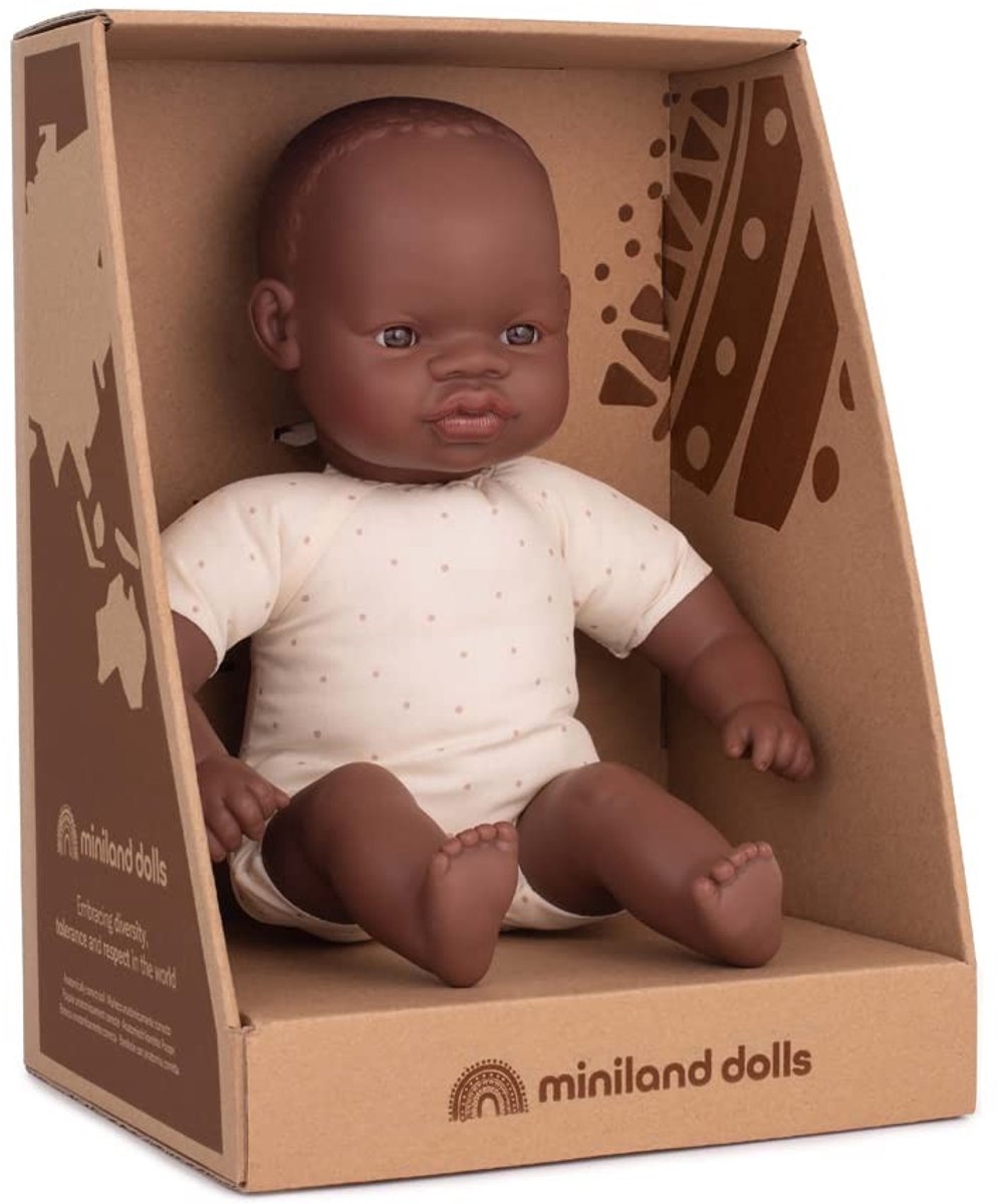 Elzusha - Poppen Baby Afrikaanse Pop - 32 cm - Zacht Lichaam