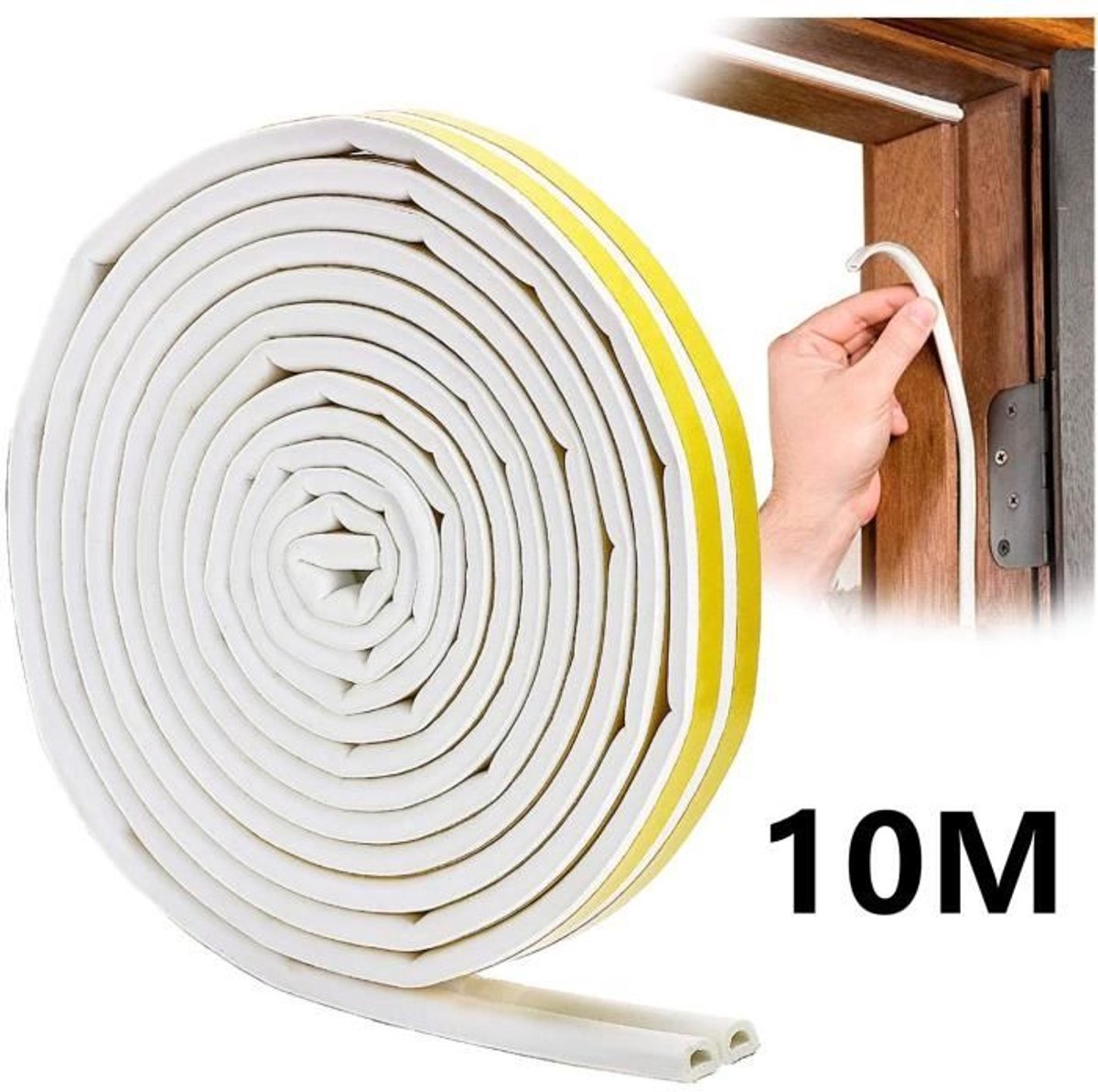 Afdichtingstape, kit, D-type schuimafdichtingstape, Geschikt voor deuren en ramen, geluidsisolatie, weersbestendigheid, 10 meter, wit.