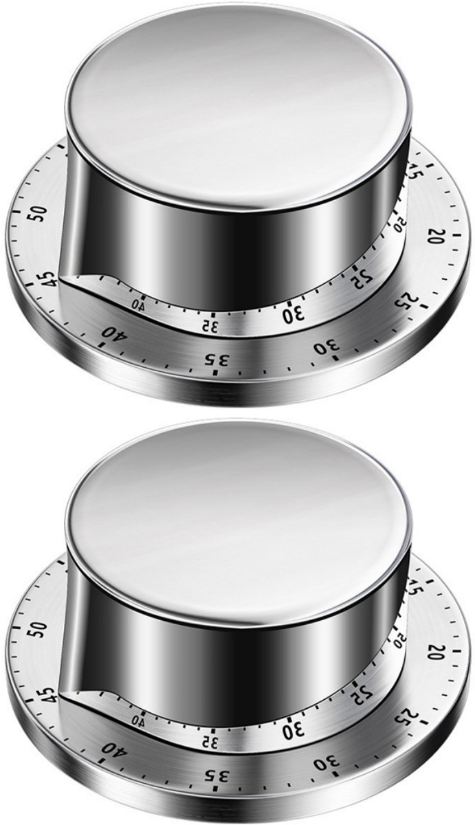 SSTRWGOOD 2 Stuks Eierwekker - Mechanische Küchentimer - Magnetisch met 72 dB Alarm - Geschikt voor Kühlschrank en Magnetron - Edelstaal - 8x3 cm