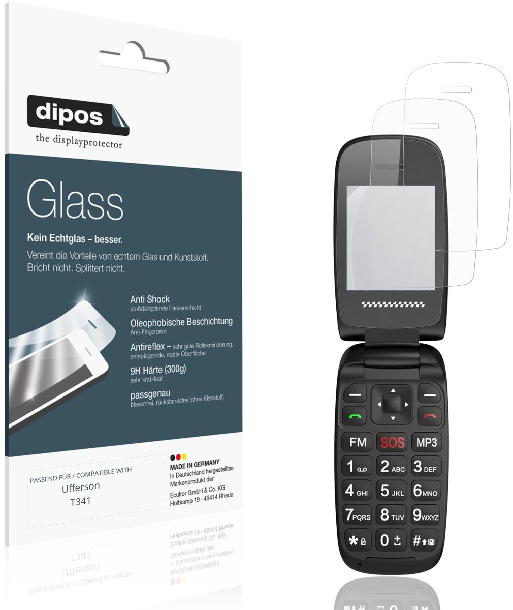 dipos – 2x Matte Pantserfolie geschikt voor Ufferson T341 | 9H Screenprotector