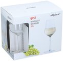 Emballage de 6 verres à vin alpina de 37cl, avec des images de verres et de raisins.