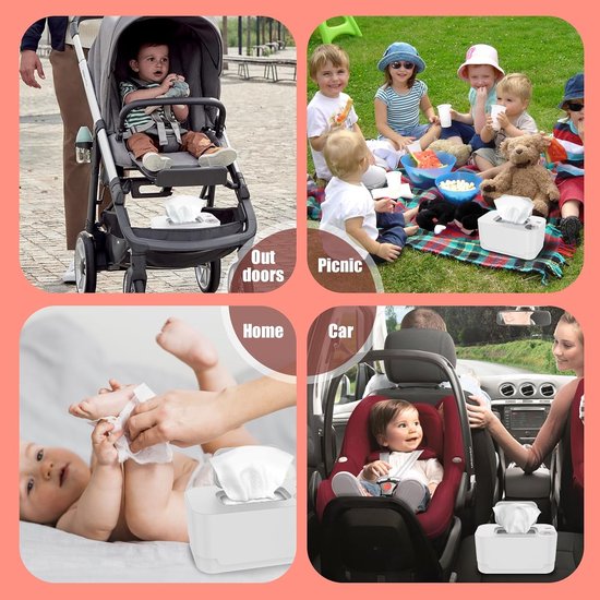 Babydoekjesverwarmer met LED-lampje - Wipes warmer - Snelle en Eerlijke Verwarming - Doekjes Warmer Dispenser - Comfortabel Luiers - Baby Verzorging - Babyverzorging - wit — afbeelding 3