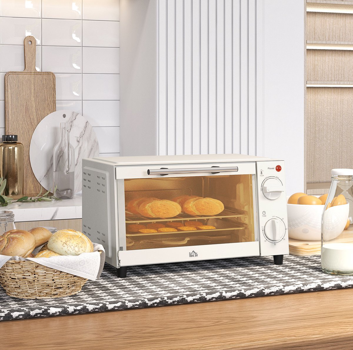 MODFU - Minioven 9 L - Instelbare Temperatuur En Timer - Crèmewit - Metaal