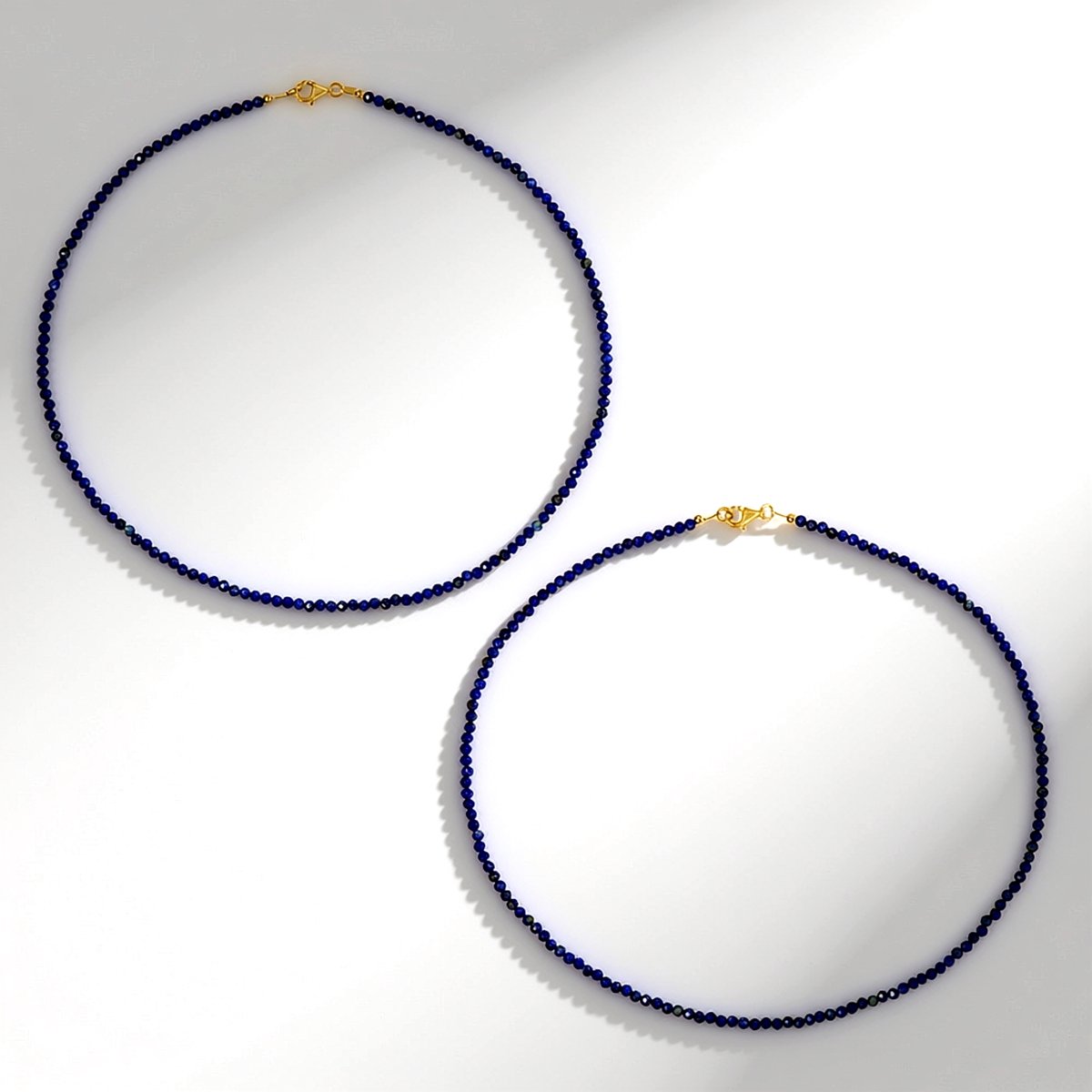 Cavill - Lapis Lazuli Ketting 57,7 ct - 925 Sterling Zilver Verguld - Verstelbare Ronde Gefacetteerde Kralen - Luxe Blauwe Edelsteen