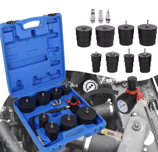 Compressiemeter - Turbodrukmeter - Cilindercompressor - Systeemlektest - Gereedschap - Autogereedschap - Compressietester - 9-delige set - Rood — afbeelding 3