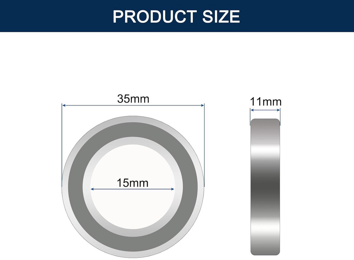 10 stuks 6202-ZZ kogellagers afgedicht 15 x 35 x 11 mm voorgesmeerd / chroomstaal/rubber dubbele afdichting, 6202ZZ - ShopVlot