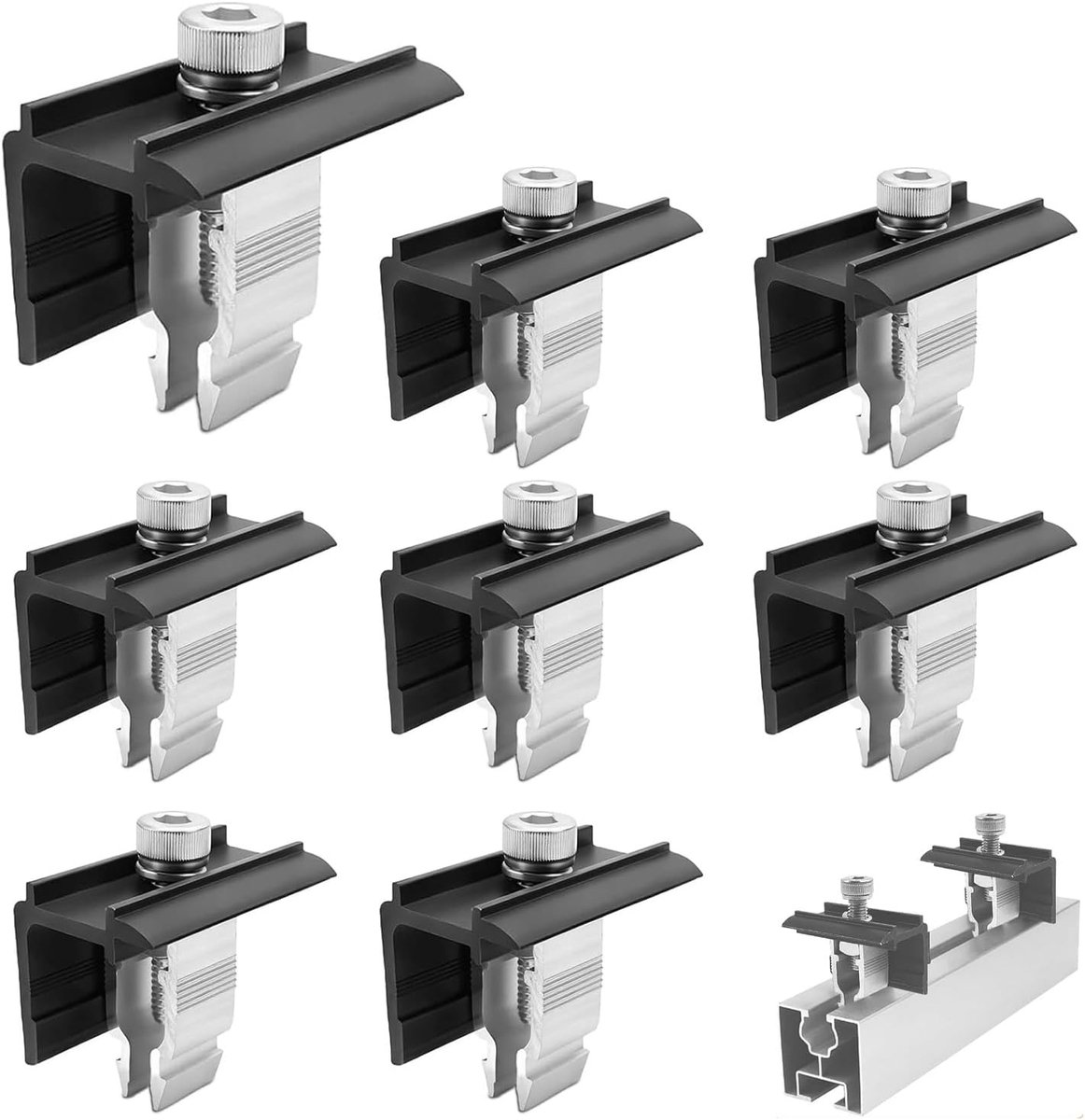 8 stuks eindklemmen houder voor balkon handwerk, verstelbare zonnepaneelmontage 30-45 mm modulehoogte, verstelbare - ShopVlot