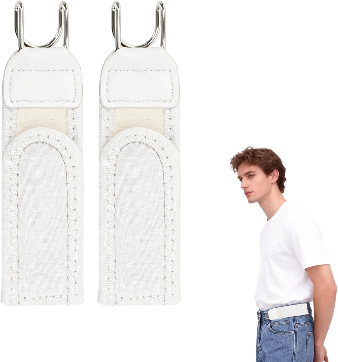 Set van 2 riemen zonder gesp, riem zonder gesp met metalen haken, verstelbare tactische riem, onzichtbare elastische - ShopVlot