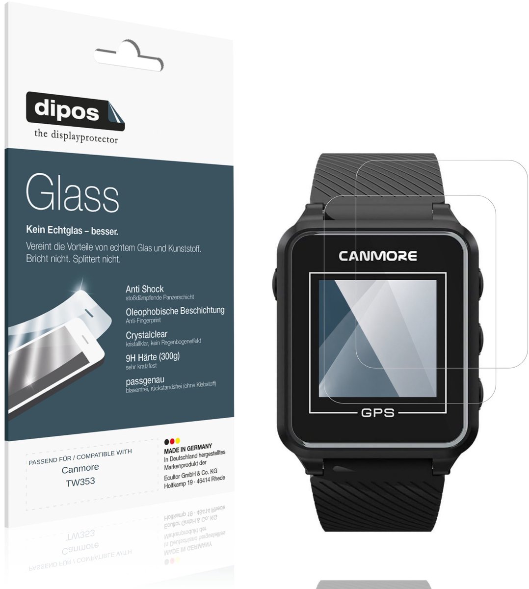 dipos – 2x Pantserfolie geschikt voor Canmore TW353 | 9H Screenprotector
