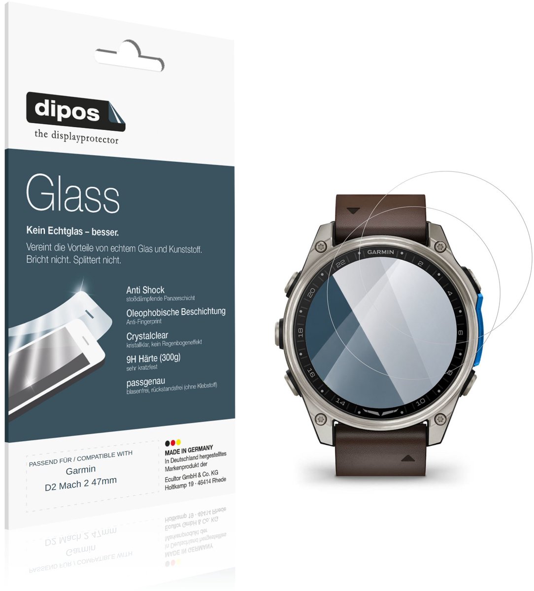 dipos – 2x Pantserfolie geschikt voor Garmin D2 Mach 2 47mm | 9H Screenprotector