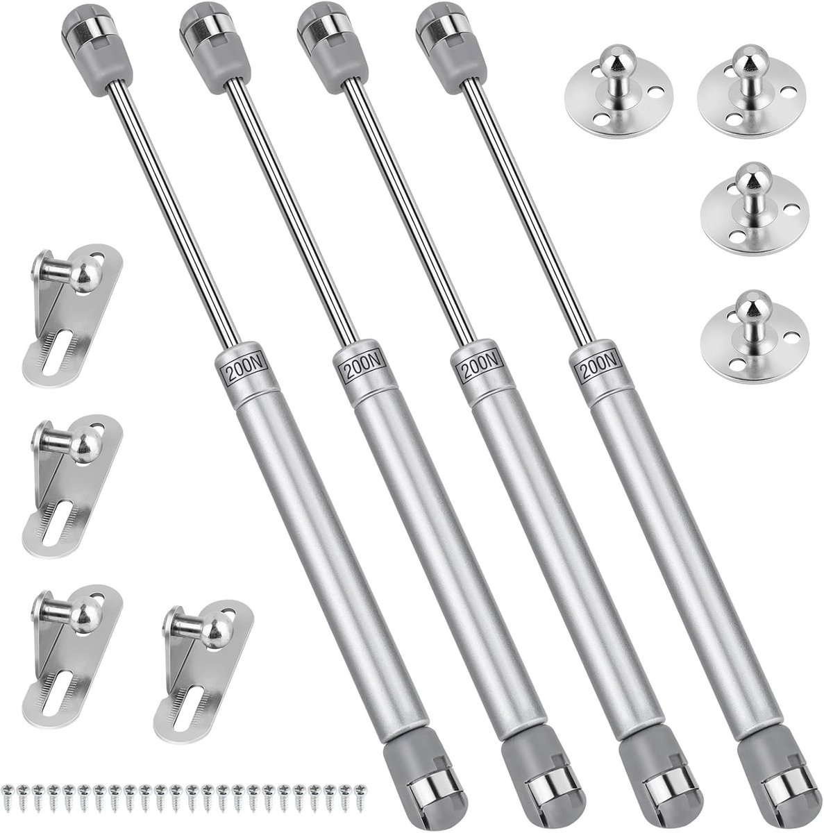 Set van 4 Gasdrukdempers voor Keukenmeubels en Vouwdeuren - 200 N/20 kg Hydraulische Dempers voor Meubeldeuren en Schokabsorptie