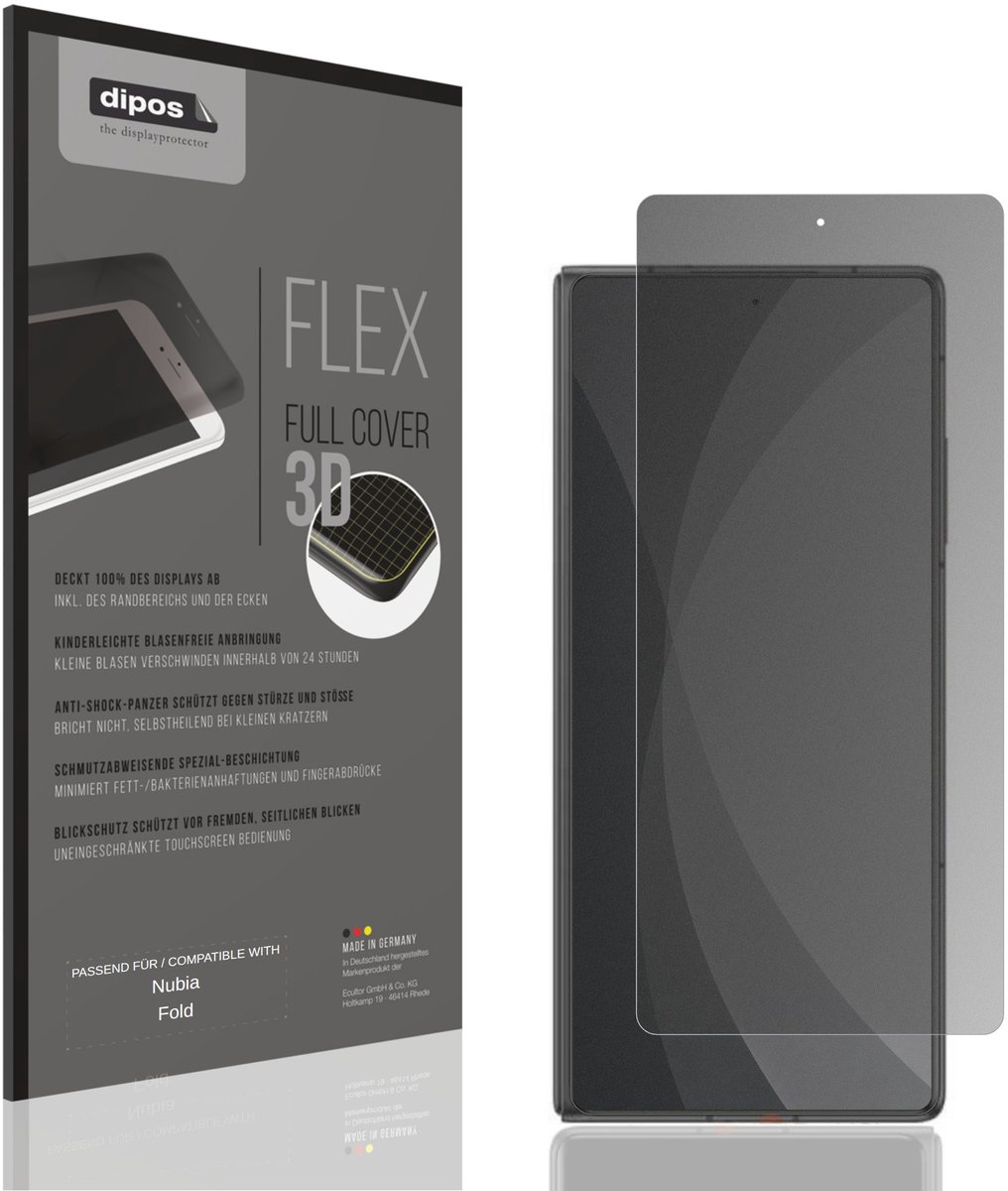 dipos FLEX – Matte Privacy Screenprotector geschikt voor Nubia Fold Innenseite | Volledige Schermbescherming | Case-Friendly