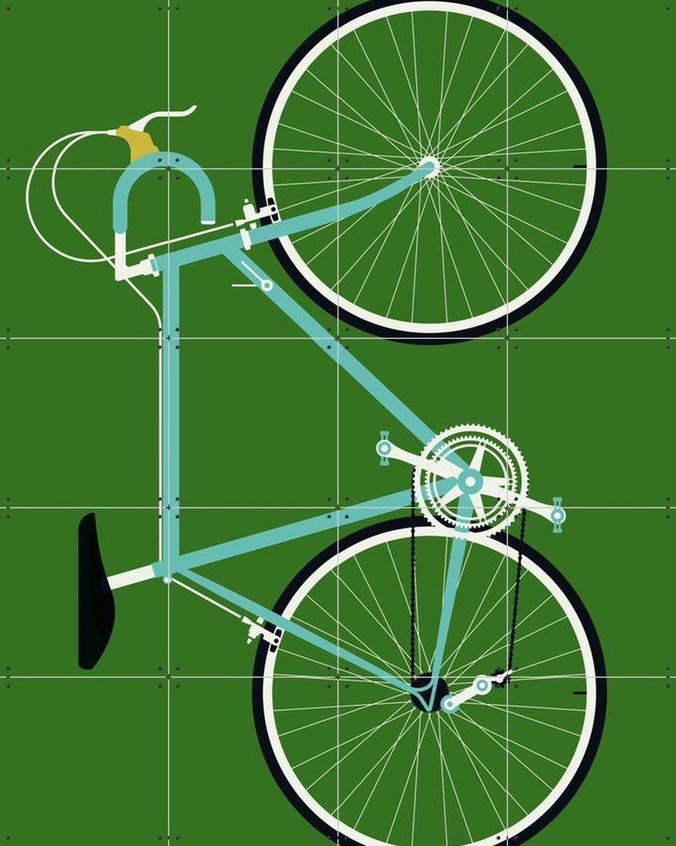 IXXI Racing Bike Blue, Bo Lundberg - 80 x 100 cm - Gratis ophangtool - Grote wanddecoratie en posters - Illustraties, Vintage, Kleurrijk, Mancave
