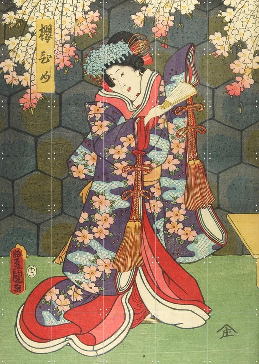 IXXI Woodblock Print, Utagawa Kunisada & Victoria and Albert Museum - 100 x 140 cm - Gratis ophangtool - Grote wanddecoratie en posters - Houtsnede