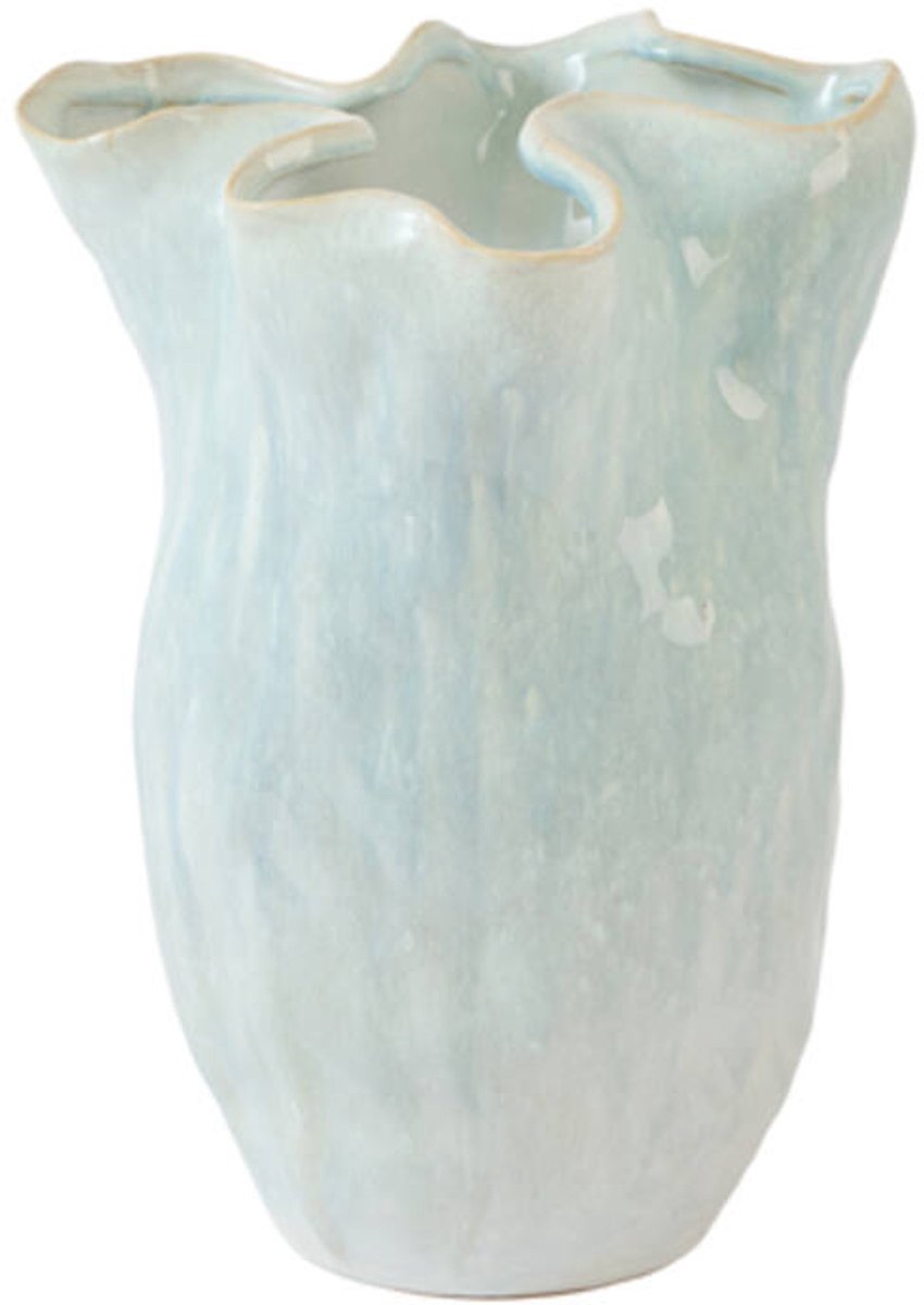 Light&living Vaas deco 24,5x23,5x34 cm TELMO keramiek licht blauw+crème