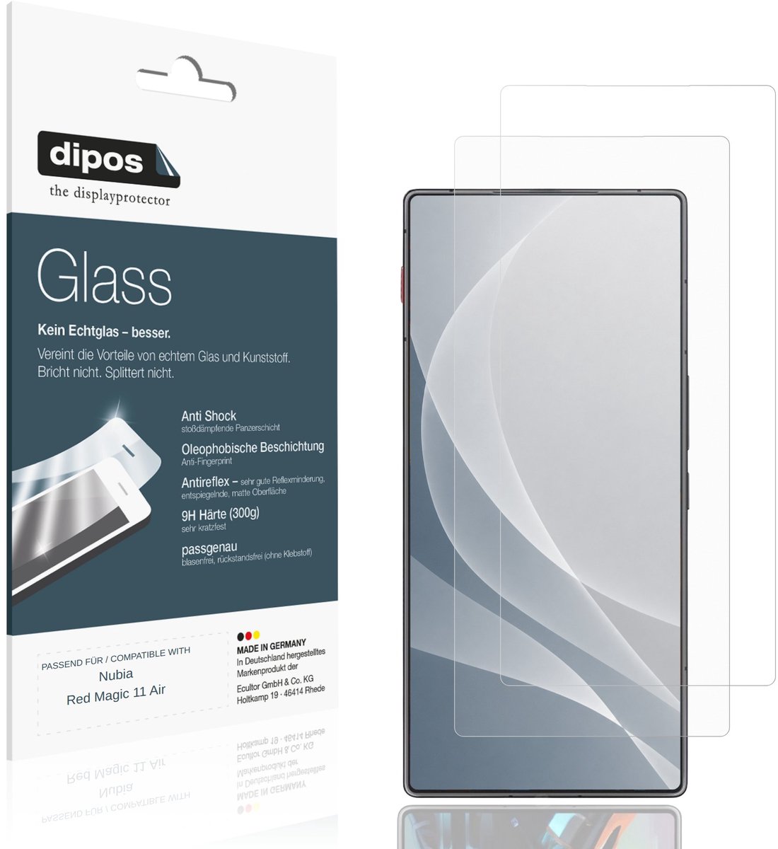 dipos – 2x Matte Pantserfolie geschikt voor Nubia Red Magic 11 Air | 9H Screenprotector