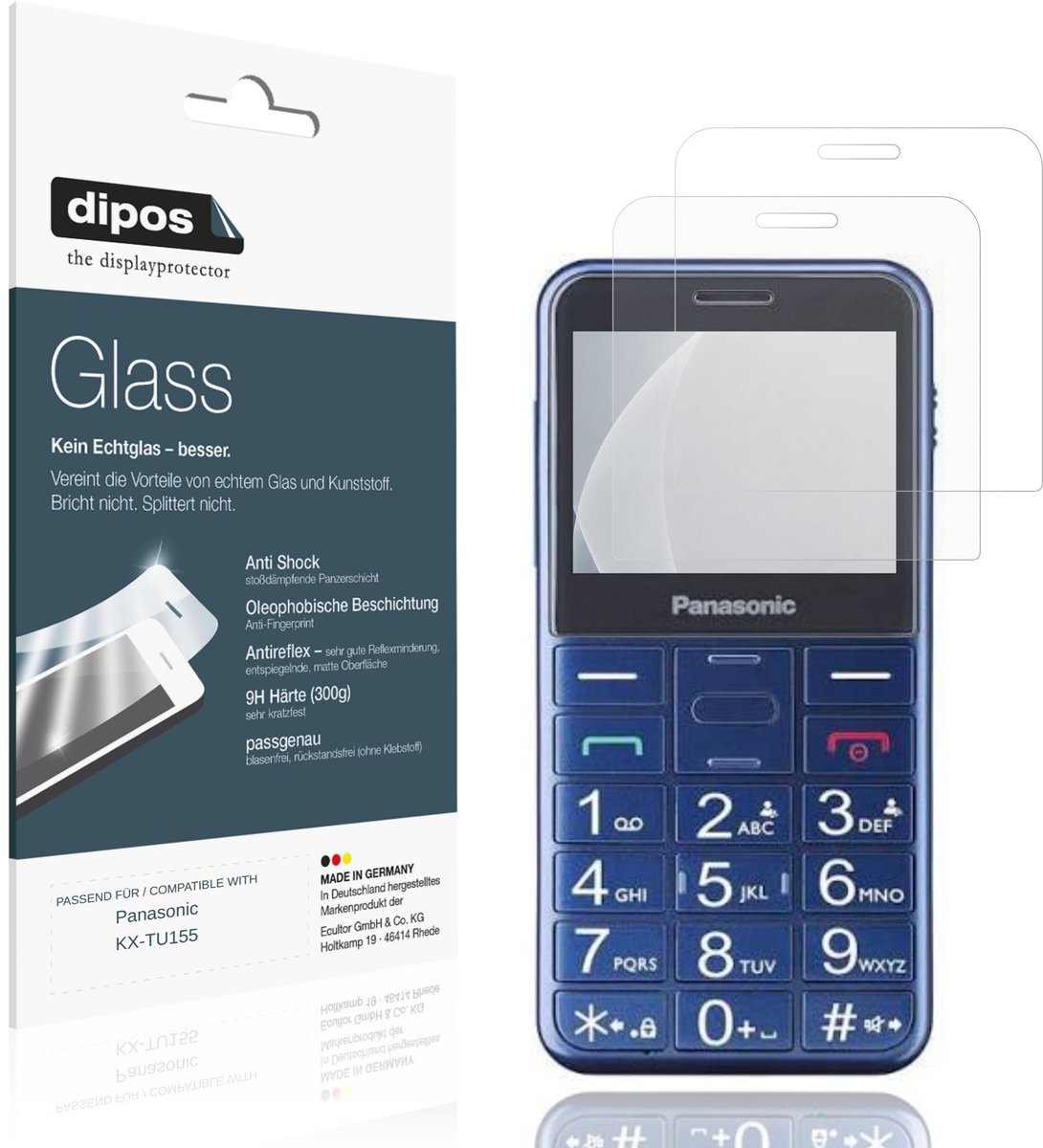 dipos – 2x Matte Pantserfolie geschikt voor Panasonic KX-TU155 | 9H Screenprotector