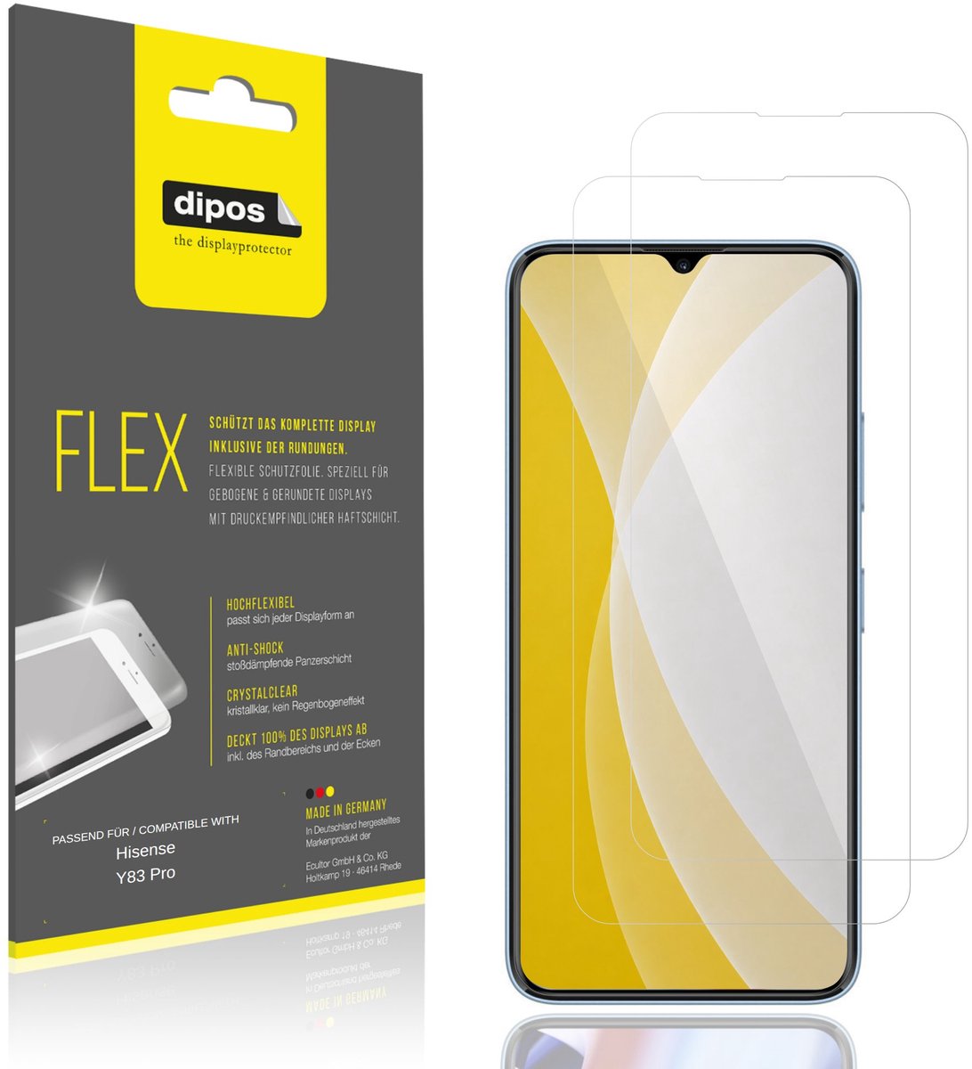 dipos – 2x Beschermfolie geschikt voor Hisense Y83 Pro | 3D Full Cover Screenprotector | 100% Passend