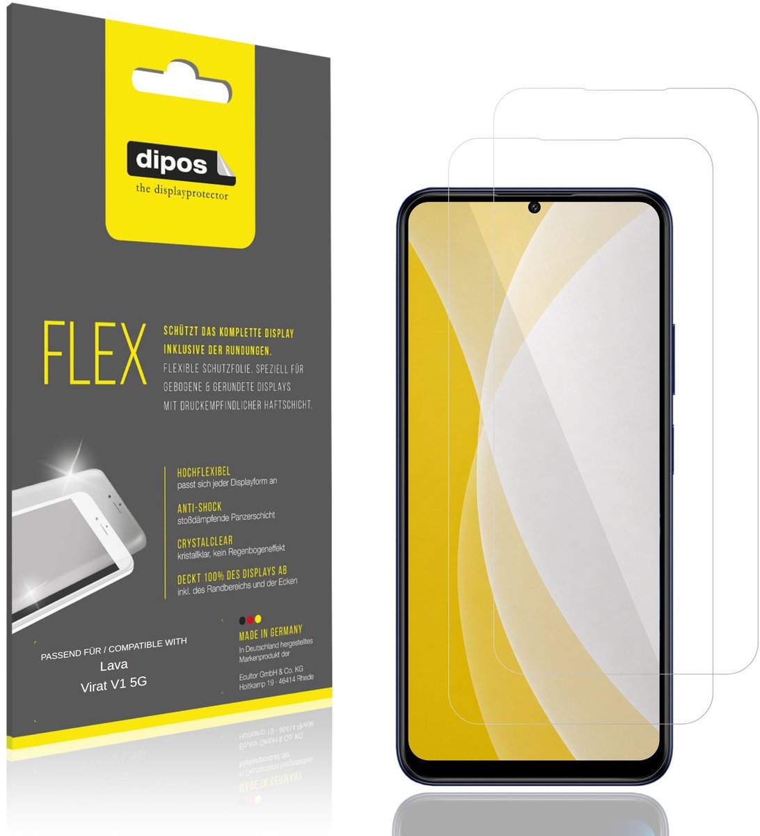 dipos – 2x Beschermfolie geschikt voor Lava Virat V1 5G | 3D Full Cover Screenprotector | 100% Passend