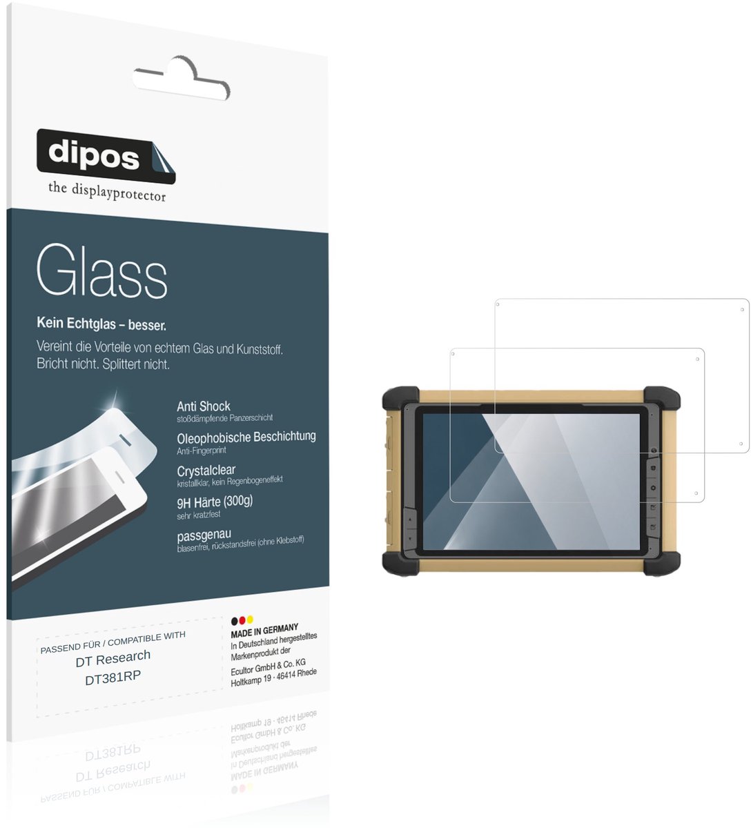 dipos – 2x Pantserfolie geschikt voor DT Research DT381RP | 9H Screenprotector