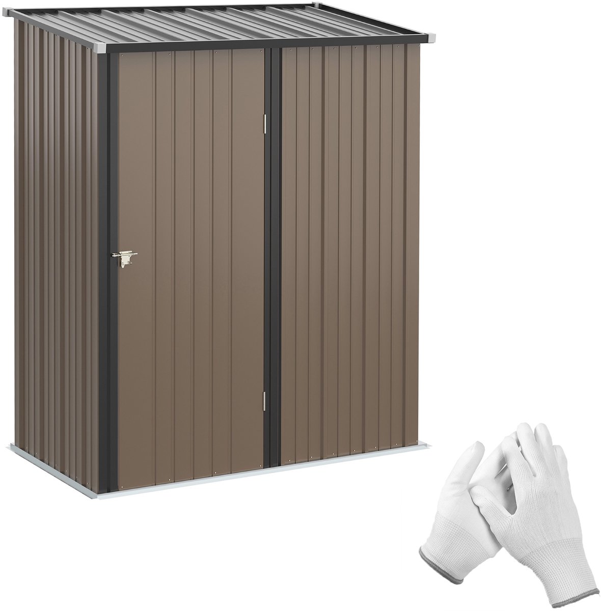 Tuinhuis - 162x94x196 cm - Bruin - Lessenaarsdak - Gegalvaniseerd - Raam - Afsluitbaar