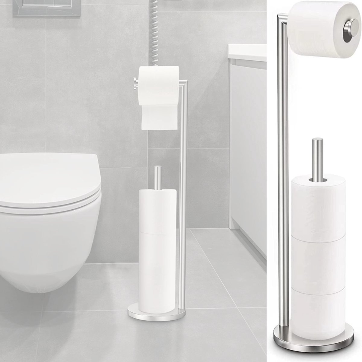DailySupplies® Toiletbutler - Toiletrolhouder Staand - Zilver
