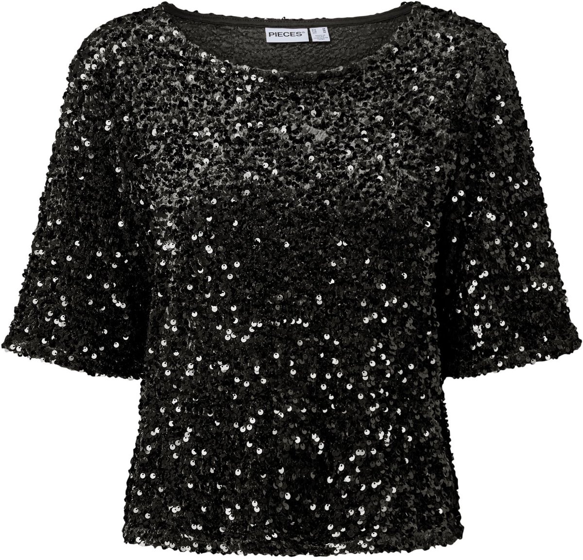 Pieces Top met korte mouwen PCKAMMY PAILLETTEN