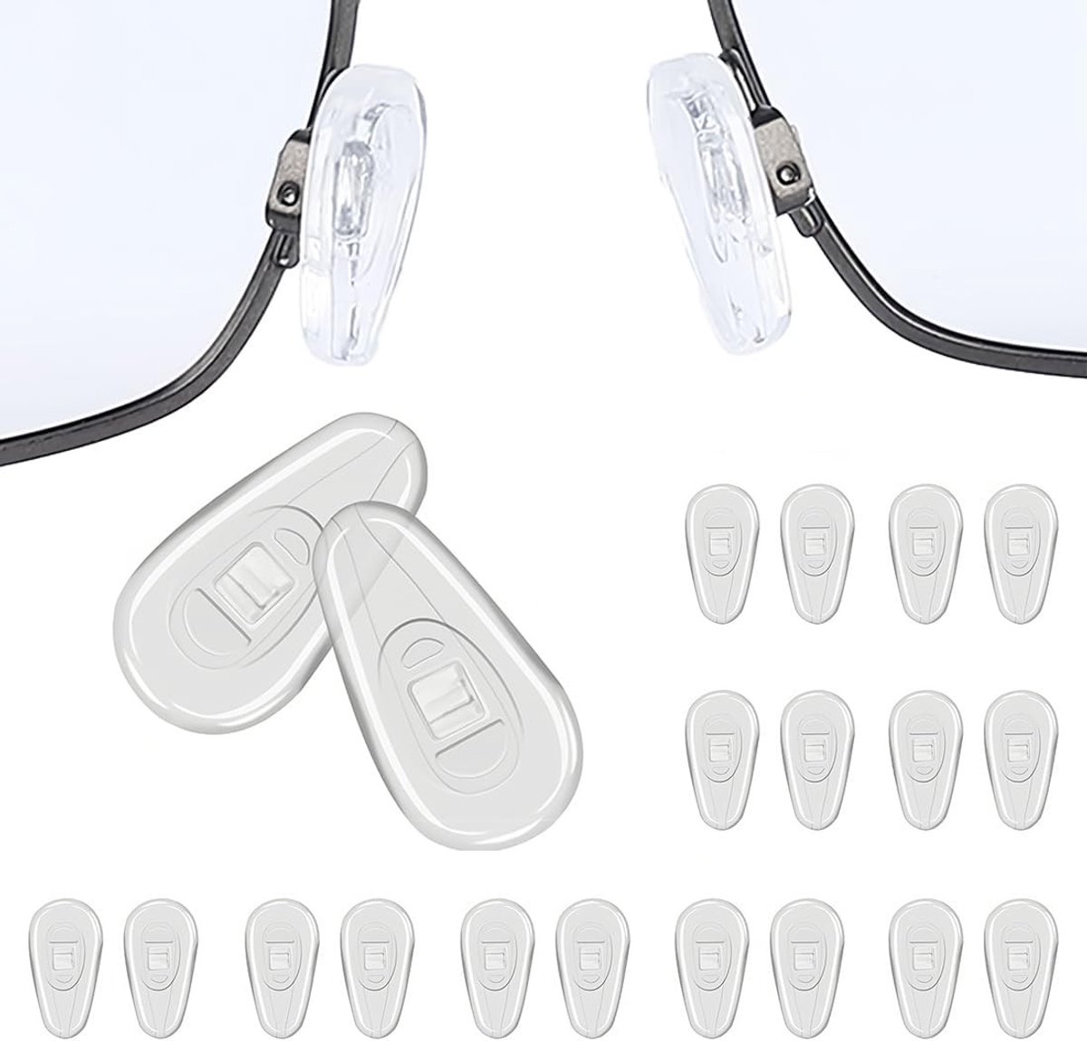 10 Paar Neus Pads voor Brillen - Zachte, Antislip Silicone Neussteunen voor Zonnebrillen en Optische Brillen, Transparante Accessoires voor Comfort en Stabiliteit