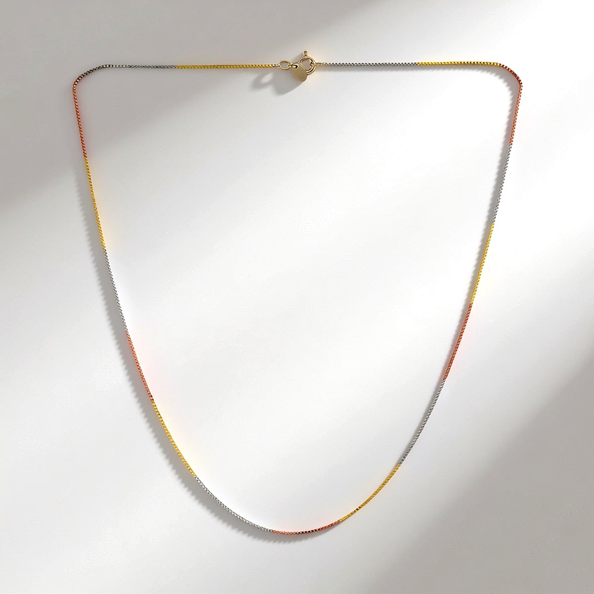 Cavill - Zilveren Halsketting - 925 Sterling Zilver Gerhodineerd - Driekleurig Zilver Goud Roségoud - Elegante Minimalistische Ketting 45 cm