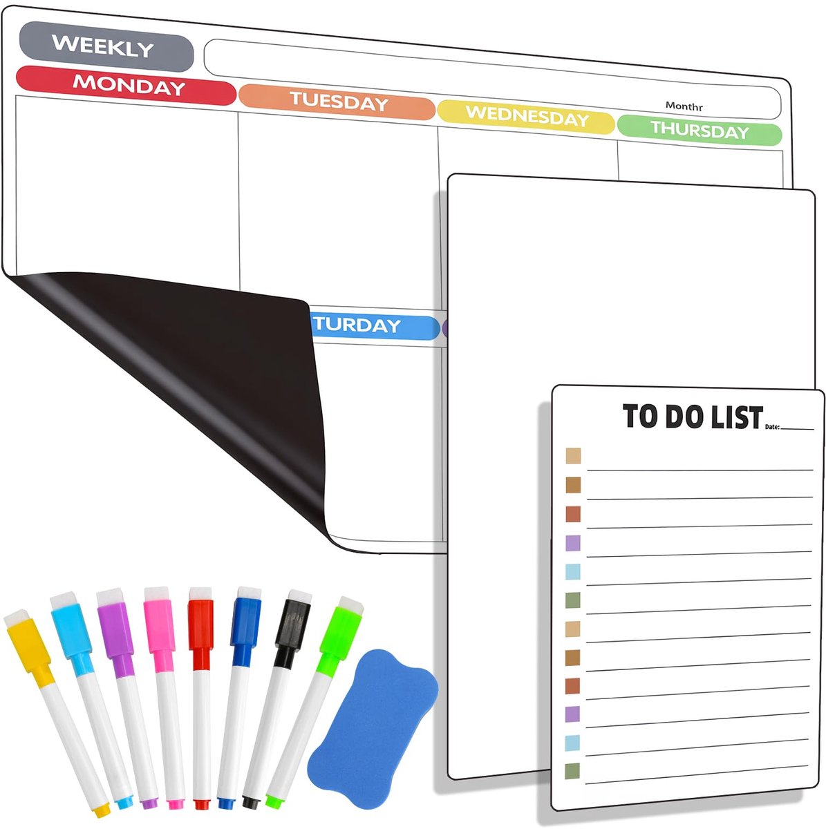 Magnetische weekplanner, afwasbaar, magnetisch whiteboard, weekplanner - ShopVlot