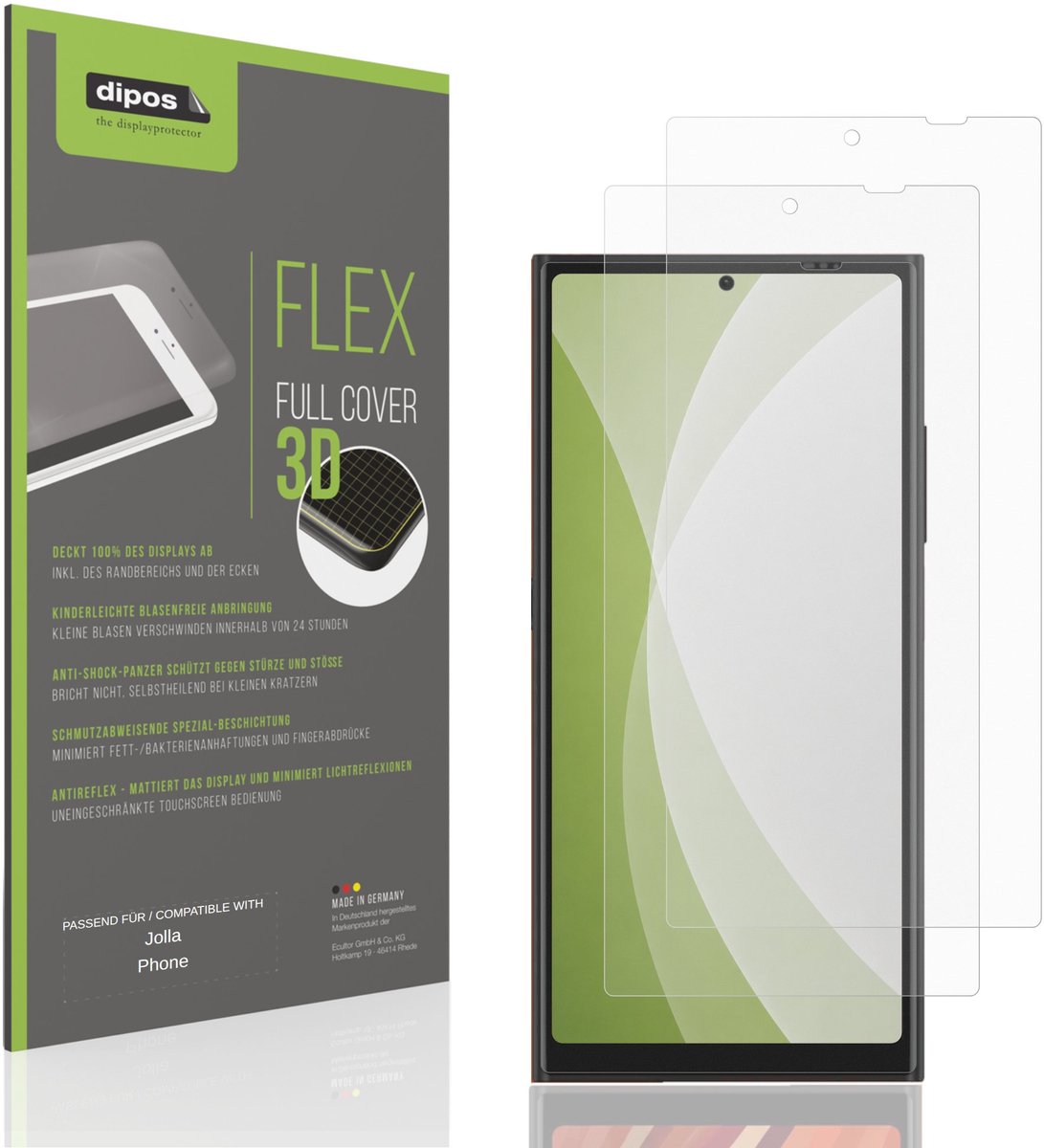 dipos FLEX – 2x Matte Screenprotector geschikt voor Jolla Phone | Volledige Schermbescherming | Case-Friendly