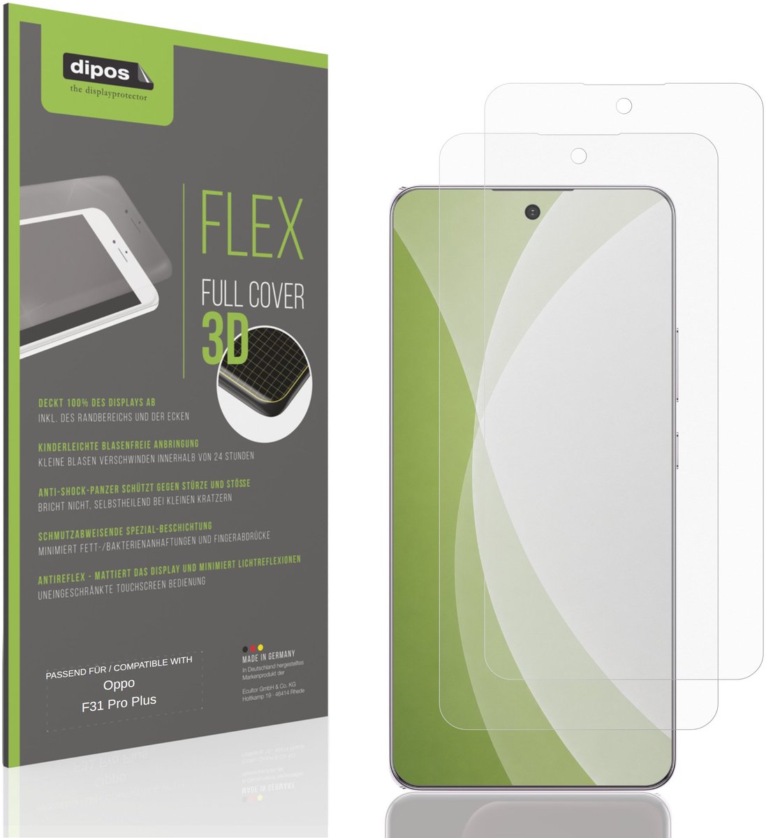 dipos FLEX – 2x Matte Screenprotector geschikt voor Oppo F31 Pro Plus | Volledige Schermbescherming | Case-Friendly