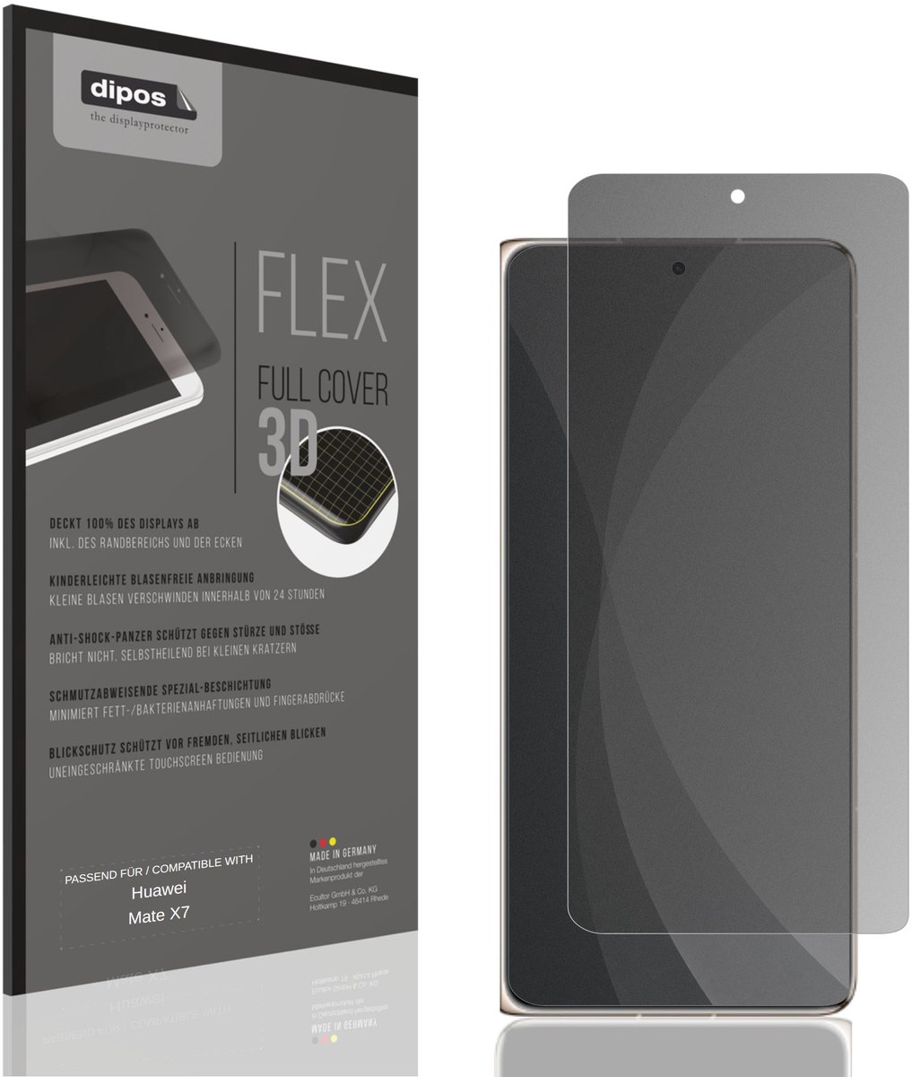 dipos FLEX – Matte Privacy Screenprotector geschikt voor Huawei Mate X7 Aussenseite | Volledige Schermbescherming | Case-Friendly